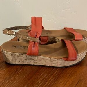 Sundance vera pelle coral strappy sandals size 9